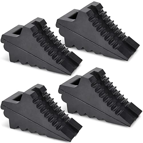 Wheel Chocks for Cars, RVs, Trucks, Trailers, and Vehicles G.V.W. up to 8T, 4 Pack - Anti Slip Bottom Tire Chock for All Weather Use - RV, Travel Trailer, Pop Up Camper Accessory - color: 4 Pack Medium