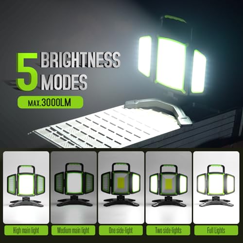 SYLSTAR 30W Rechargeable LED Work Light, 3000LM Magnetic, 5 Modes, 360 Rotatable & Foldable, Waterproof for Garage, Job Site, Camping, Car Repairing - color: Green