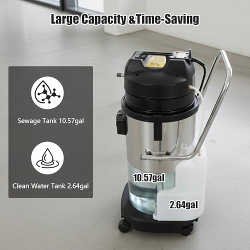 40L/11Gal Commercial Carpet Cleaner Machine, 6-in-1 with Dual Motors | Professional Heavy-Duty Floor Cleaner for Home & Commercial, Upholstery & Hard Floor (2-Parcel Ship)
