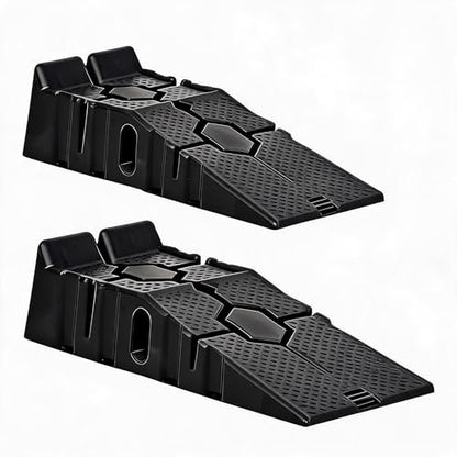 2 Pack Low Profile Plastic Auto Service Ramps, 5 Ton 12000 LB Capacity 6.7 Inch Lift Height Portable Vehicle Garage Ramps for Oil Change & Car Repair - color: Black