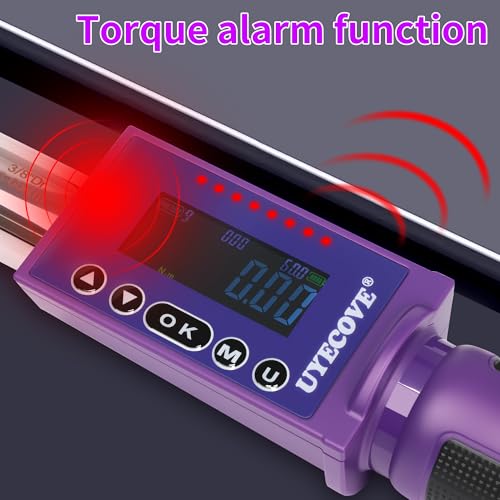 Digital Torque Wrench 3/8 Drive, (3.7-44.2 FT-LB/5-60N.M) ±2% High Accuracy Digital Torque Wrench, With Vibration, Buzzer and LED Alert - size: 3/8-inch (3.7-44.2 Ft-lbs./5-60Nm)