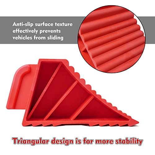 Wheel Chocks ABS Plastic Heavy Duty, Tire Chocks for Travel Trailers, RV, Camper, and Trucks 4-Pack, Red - color: red 4-pack