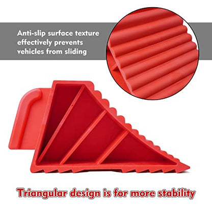 Wheel Chocks ABS Plastic Heavy Duty, Tire Chocks for Travel Trailers, RV, Camper, and Trucks 4-Pack, Red - color: red 4-pack