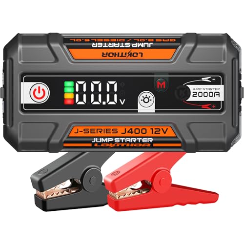 LOKITHOR J400 Jump Starter - 12V 2000A Lithium Battery Jump Pack, Portable Jump Box, Car Starter, Jumper Cables - for Up to 8.0L Gas & 6.0L Diesel Engines | ConnectMax Tech - Smart Digital Display - color: Orange