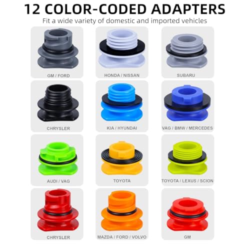 18-Piece No Spill Engine Oil Funnel Kit, 1.59QT/1.5L Automotive Oil Funnel Set w/ 12 Adapters, 2 Magnetic Storage Tray, Elbow Fitting & Arrow Screen, Universal Vehicles Use