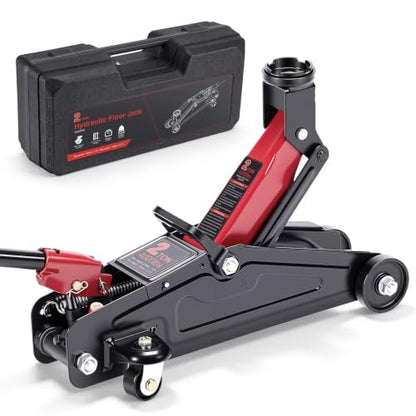 2 Ton Hydraulic Floor Jack: Portable Car Jack for Roadside Emergency, Low Profile 5.1" to 13" Lift, Heavy Duty Steel Trolley Jack for Cars Sedans & Small SUVs, Tire Change Jack, 4000 lb Capacity - size: 2 Ton