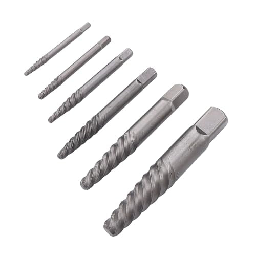 Alomejor Screw Extractor Set Steel Hardened Damaged Screw Extractor Kit 6 Sizes Portable Case for Removing Broken Rusted Screws and Bolts in Automotive Home Machinery Repair