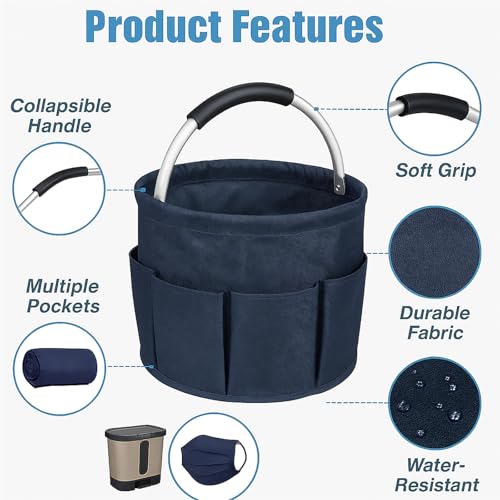 17L (5 Gal) Foldable Cleaning Caddy with Handle - Portable Supply & Tool Organizer | Organizador de Limpieza para Accesorios (Blue)