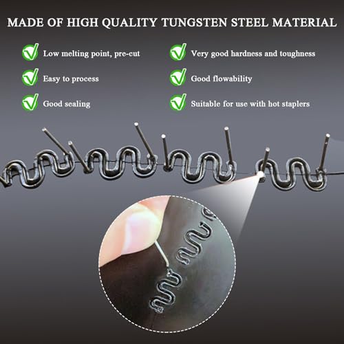 1000PCS Hot Staples Welding Rods, 0.6mm 0.8mm Wave Shape Bumper Dashboard Repair Welding Wire, Metal Plastic Welding Staples Supplies for Machine Repair, Car Accessories - color: 1000pcs