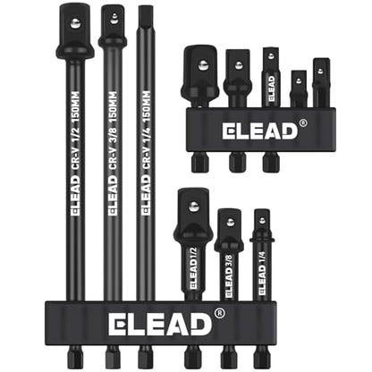 11-Piece Impact Socket Adapter Set, 1/4-Inch Hex Shank, 1/4" 3/8" 1/2" Impact Socket Driver Set, Drill Sockets Extension Bit, Sockets Driver Adapter, Drill Extension with Holder - style: Impact Socket Adapter Set