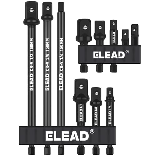 11-Piece Impact Socket Adapter Set, 1/4-Inch Hex Shank, 1/4" 3/8" 1/2" Impact Socket Driver Set, Drill Sockets Extension Bit, Sockets Driver Adapter, Drill Extension with Holder - style: Impact Socket Adapter Set
