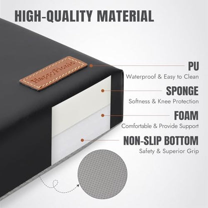 HappyPicnic Waterproof Garden Kneeling Pad - 2" Thick Soft Foam Kneeling Mat for Gardeners with Handle & Removable Cover, Knee Support for Bathing, Black - color: Black