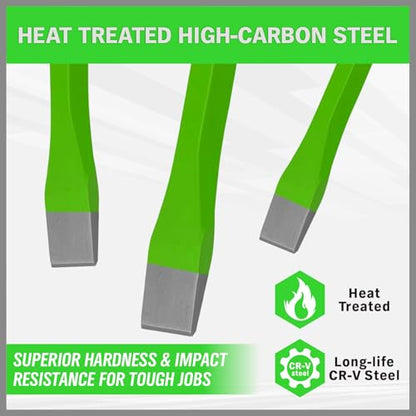 3-Piece Heavy Duty Cold Chisel Set, 3/8-Inch, 1/2-Inch, 5/8-Inch Premium Metal Chisels, Heavy Duty Carbon Steel Chisel Set for Carpentry, Masonry, Woodworking, Stone Chisels - size: 3PCS