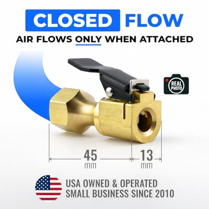 Chuck Mates Premium 1/4" NPT Quick-Connect Tire Chuck, Closed-Flow (1 Pack) | Skip the Teflon tape with SimpleSeal hose connection - size: 1 Pack NPT Closed-Type