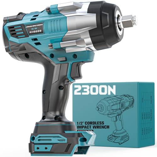DIYtoolifz Cordless Impact Wrench 1/2" Compatible with Makita 18V Battery, 1700 Ft-lbs High Torque Impact Driver, Electric Impact Gun with 4 Speed Modes & LED Light for Car, Truck, Mower(Bare Tool) - size: 1/2 inch, style: Compatible with Makita 18V Batte