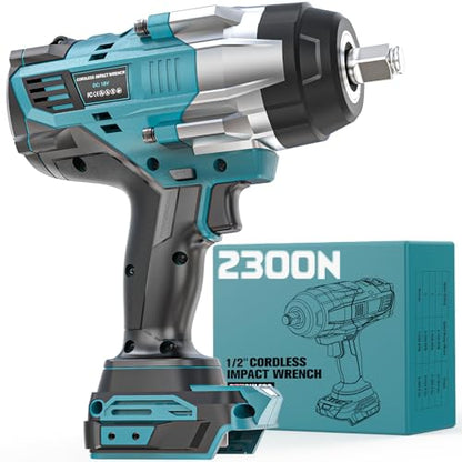 DIYtoolifz Cordless Impact Wrench 1/2" Compatible with Makita 18V Battery, 1700 Ft-lbs High Torque Impact Driver, Electric Impact Gun with 4 Speed Modes & LED Light for Car, Truck, Mower(Bare Tool) - size: 1/2 inch, style: Compatible with Makita 18V Batte