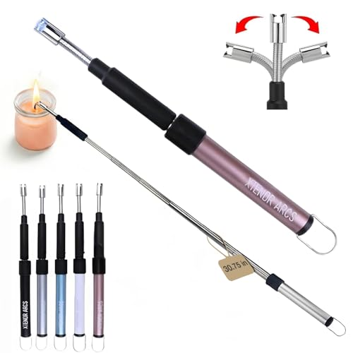 V2 Extendable 2.5 Feet. Arc Extra Long Lighter, Flameless Fireplace Stove Electric Candle Lighter, Long Neck for Pilot Light, Grilling, Firepit, Kitchen, BBQ (Pink) - color: Pink