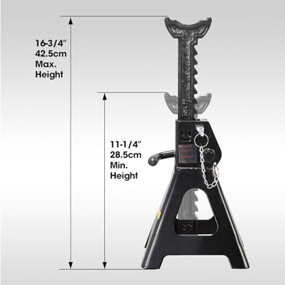 Torin AT43002AB-1 Double Locking Steel Jack Stands, 3 Ton (6,000 LBs) Capacity, Black, 1 Pair - style: Double Locking