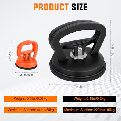 GOOACC Car Dent Puller 3 Pack Black Orange Powerful Suction Cup Puller with Handle Lifter Large & Small Pullers Paintless Dent Repair Tool Kit for Car Body Fridge Glass Tiles Screen Object Moving - color: Black+Orange