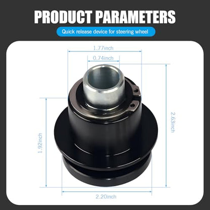 3 Hole Steering Wheel Quick Release Hub Adapter, 360 Steering Wheel Quick Release Disconnect Hub Kit (Black)