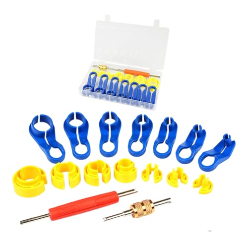 16PCS Fuel Line Disconnect Tool Set, AC Fuel Line Removal Master Quick Disconnect Kit with Valve Core Remover, 1/4 to 7/8 Inch, Fits Car AC, Fuel & Transmission Oil Cooler Lines, Universal Repair Tool