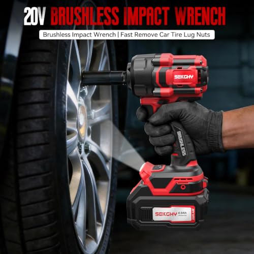 960N.m high Torque 1/2 Impact Wrench Set 2X 4.0Ah Battery | 20v Brushless cordless Electric Impact Driver 4 sleeve, outdoor Vehicle mounted Car tire Lug Nut removal tools