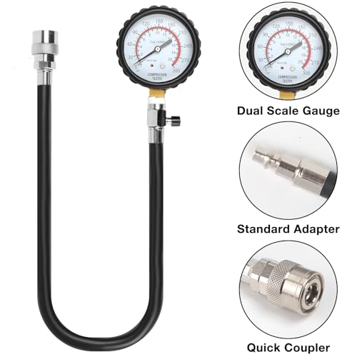 Deluxe Compression Test kit, Compression Tester Gasoline Engines | Model 2506, for 10-18mm Spark Plugs, Comprehensive Set with Dual Scale Gauge and Robust Storage Caseblack - size: Deluxe Compression test kit