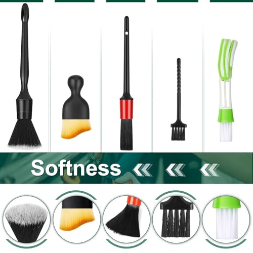 Fitosy Car Interior Duster Detail Brushes, Soft Bristles Brush | Car Accessories for Cleaning Dashboard Air Vent Crevice, Detailing Dusting Tool Kit for Auto Truck SUV RV