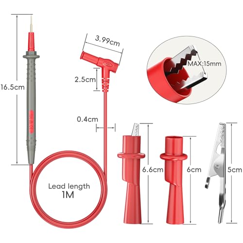 Goupchn 6PCS Multimeter Test Leads Kit with Push On Alligator Clips | Precision Sharp Probes, Digital Electrical Test Probes, 1000V 10A - style: P1506B
