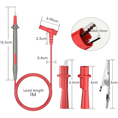 Goupchn 6PCS Multimeter Test Leads Kit with Push On Alligator Clips | Precision Sharp Probes, Digital Electrical Test Probes, 1000V 10A - style: P1506B