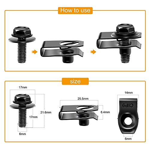 GOOACC GRC-70 35PCS Engine Under Cover Splash Shield Guard Body Bolts Bumper Fender Liner Push Retainer Fastener Rivet Clips , black - color: 35PCS Extruded U-nuts
