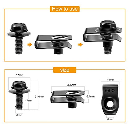 GOOACC GRC-70 35PCS Engine Under Cover Splash Shield Guard Body Bolts Bumper Fender Liner Push Retainer Fastener Rivet Clips , black - color: 35PCS Extruded U-nuts