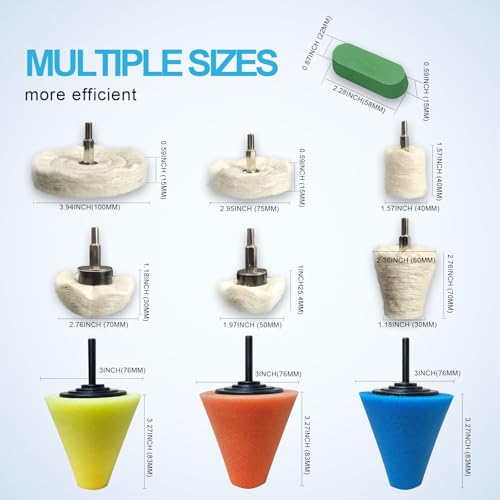 Neeki 12Pcs Polishing and Buffing Kit for Metal Stainless Steel, Jewelry | With 1/4" Shank , 3pcs Polishing Compound, and 3 Polishing Sponge Pads of different hardness levels