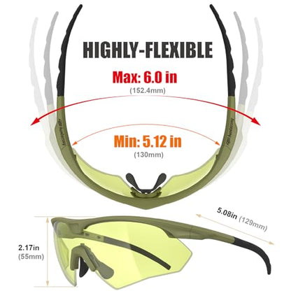 HTS HUNTERSKY S53 Anti Fog Tactical Shooting Range Safety Glasses ANSI Z87.1 Ballistic Eye Protection Hunting Airsoft Riding - color: S53 Green / Yellow