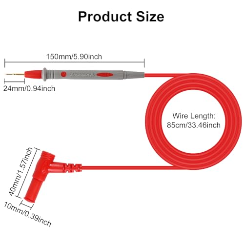 Multimeter Test Leads 1000V 20A Silicone Leads with Ultra-Sharp Gold-Plated Digital Test Probes for Multimeter Automotive Electrical Testing - color: 1set 1000V 20A