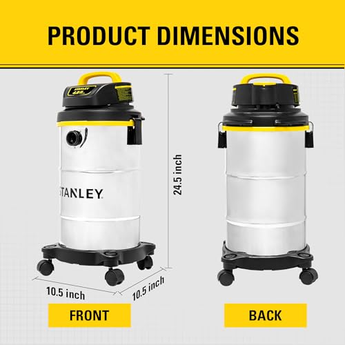 STANLEY Wet Dry Vacuum 5 Gallon with 4 HP Powerful Motor Suction,Stainless Steel Shop Vacuum Portable Wet Dry Vac for Jobsite, Workshop, Garage, Basement SL18130 - size: 5 Gallon(SL18130)