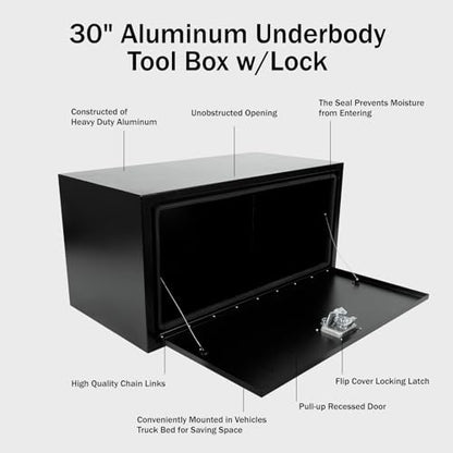 BLACKHORSE-RACING Underbody Truck Tool Box with T-Handle Latch Waterproof Truck Tool Box for Underbed of Truck, Trailer, Rv 36"(L) x 18"(W) x 18"(H)-Black Steel - size: 30" x 18" x 18 "