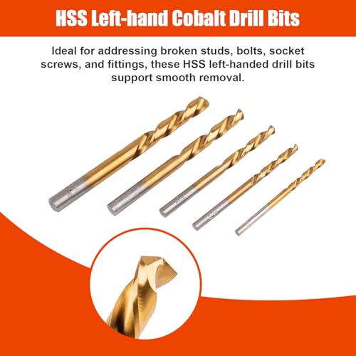 10-Piece Screw Extractor & Left-Hand Drill Bit Set, Easy Out Fastener Extractor Kit with Alloy Spiral Flutes - Premium Tool for Easily Removing Stripped, Broken & Rusty Screws, Bolts & Studs