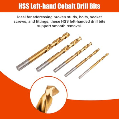 10-Piece Screw Extractor & Left-Hand Drill Bit Set, Easy Out Fastener Extractor Kit with Alloy Spiral Flutes - Premium Tool for Easily Removing Stripped, Broken & Rusty Screws, Bolts & Studs