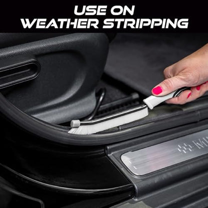 VIKING Car Detailing Brush Set for Car Cleaning Kit, Multi-Purpose Interior Car Cleaner Brush Set for Interior Detail, Includes Medium Bristles and Stiff Bristles, 4 Pack, Black/White