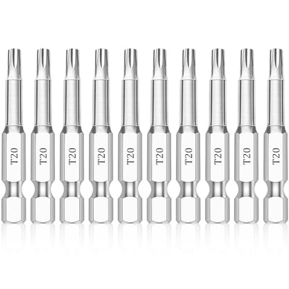 T20 Torx Bits(10-Pack 2 Inch), 1/4 Inch Hex Shank S2 Steel Magnetic star 6 Point Screwdriver bit set - style: T20