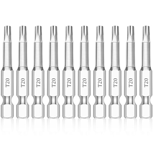 T20 Torx Bits(10-Pack 2 Inch), 1/4 Inch Hex Shank S2 Steel Magnetic star 6 Point Screwdriver bit set - style: T20