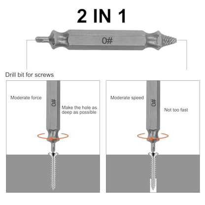 Waziaqoc 6PCS Damaged Screw Extractor Set | Remover for Stripped Screws Nuts & Bolts, Drill Bit Tools for Easy Removal of Rusty & Broken Hardware