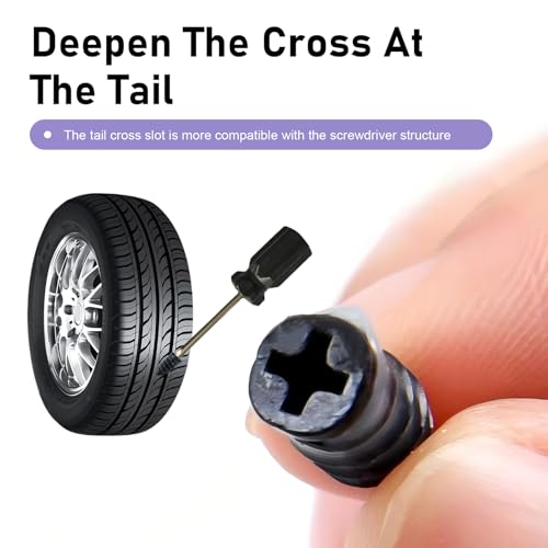 20 PCS Tire Repair Rubber Nail Kit, High-Hardness Rubber Puncture Repair Screws with Tool, Emergency Flat Tire Fix for Car Motorcycle Truck, Universal for Most Cars, Trucks, SUVs (Black) - size: 20 PCS