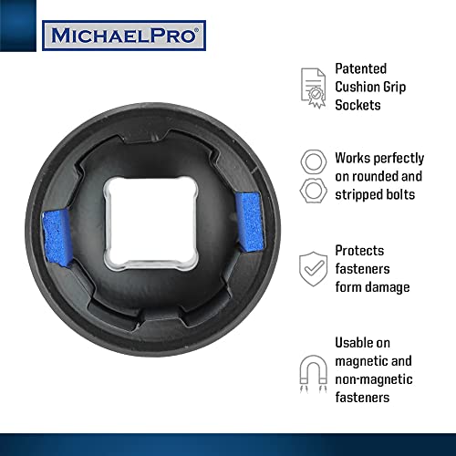 MichaelPro 18-Piece Bolt Extractor Wrench and Socket Set, 45° Offset Wrenches Metric 6-19mm, 6-Point Box End Nut for Rounded, Stripped & Thin Bolts Removal, CR-V Steel, Extractor Sockets 10-19mm