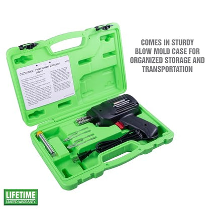 OEMTOOLS 24773 Professional Soldering Gun Kit with Case, Includes 2 Soldering Gun Tips and Rosin Core Solder, Automotive and Electronic Soldering Kit - style: 230/150 Watt Soldering Gun