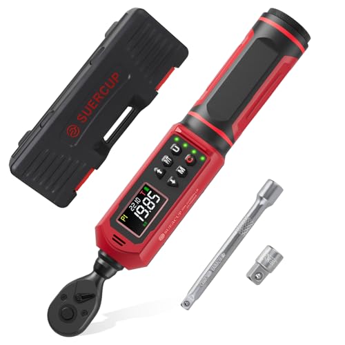 SUERCUP 1/4" Digital Torque Wrench, 0.33-22.1Ft.Lb/0.45-30N.m, for Bicycle | ±1% Accuracy Electronic Torque Wrench with Vibration/Buzzer/LED Flash, 9 Presets & 5 Units, for Carbon Bike & Moto Assembly - size: 1/4" 0.33-22.1Ft.Lb/0.45-30N.m