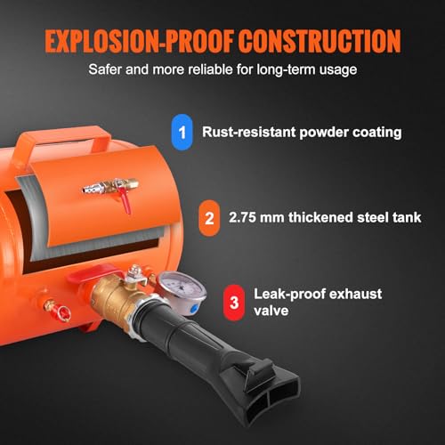 VEVOR Tire Bead Seater, 5 Gal/19L Air Tire Bead Blaster with Pressure Gauge & Handle, 145 PSI Seating Tool Inflator Tank, 85-116 PSI Operating Pressure for Car Truck ATV - size: 5 Gal/19L