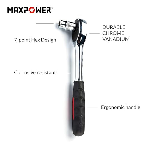 MAXPOWER 11-Piece 3/8" Ratcheting Socket Wrench Set Quick Release Reversible Ratchet Handle and Swappable Spanners Sockets with Hanging Rack - color: Metric 3/8" Drive