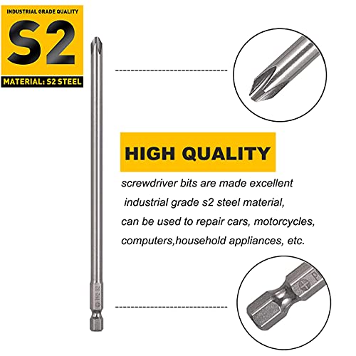 30 Pcs Long Screwdriver Bits for Drill Set, Mixiflor 1/4 Inch Hex Shank S2 Steel Magnetic 4 Inch Long Drill Bits with Storage Box(Slotted+Cross+Square +Torx) - style: Combination (Slotted+Cross+Square +Torx)
